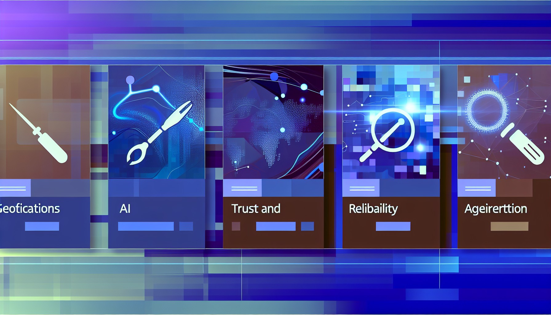 Abstract visualization of AI agent tools organized by trust and reliability tiers